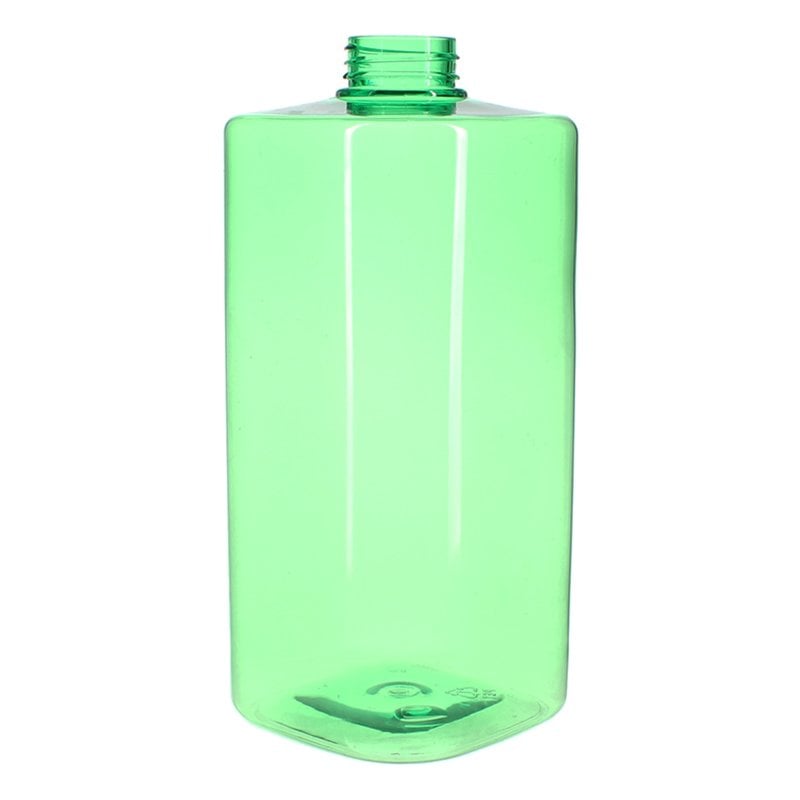 1000ml Clear Green Square PET Plastic Bottle with 32/410 Neck