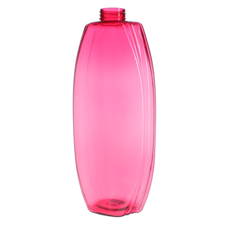 1000ml Clear Red Oval PET Plastic Bottle with 32/410 Neck