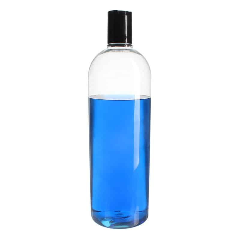 1000ml Clear PET Plastic Boston Round Bottle with 28/415 Neck - Image 2