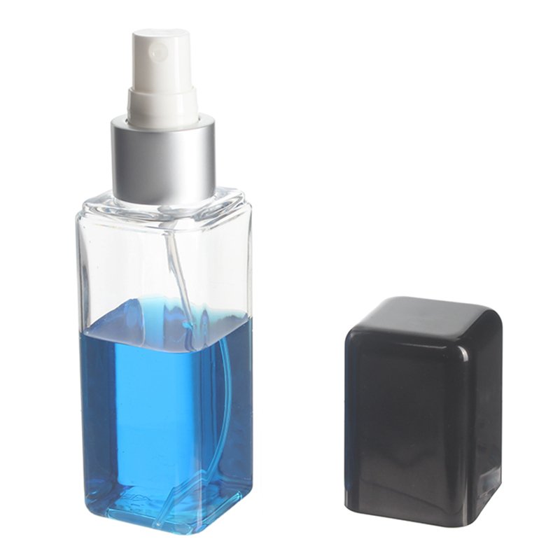 100ml Clear Square PET Plastic Bottle with 24/410 Neck - Image 2