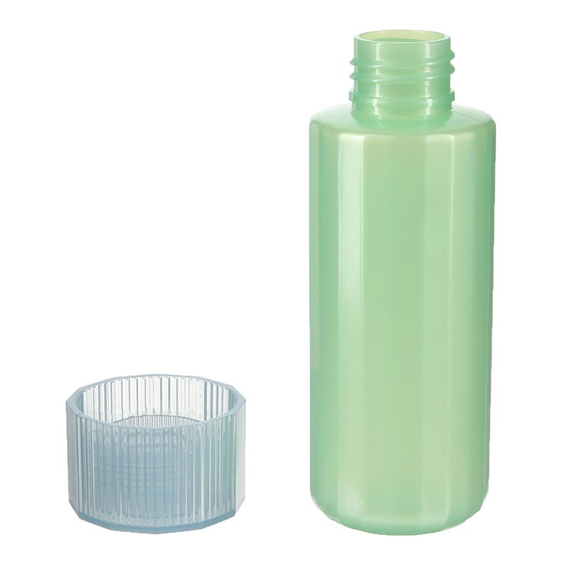 100ml Green PET Plastic Cylindrical Round Bottle with 24/410 Neck - Image 2