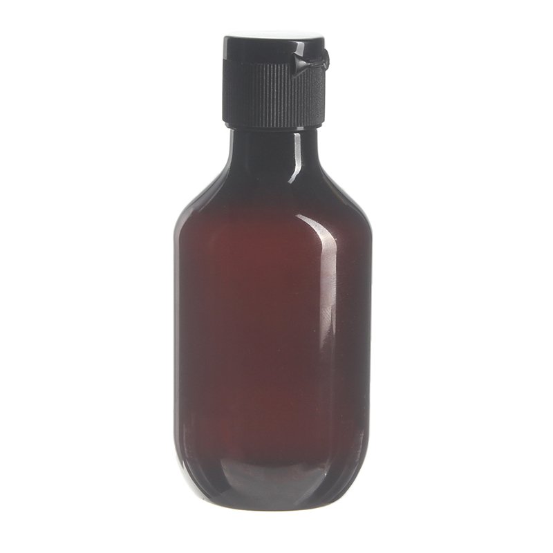100ml Amber PET Plastic Modern Round Bottle with 20/410 Neck - Image 2