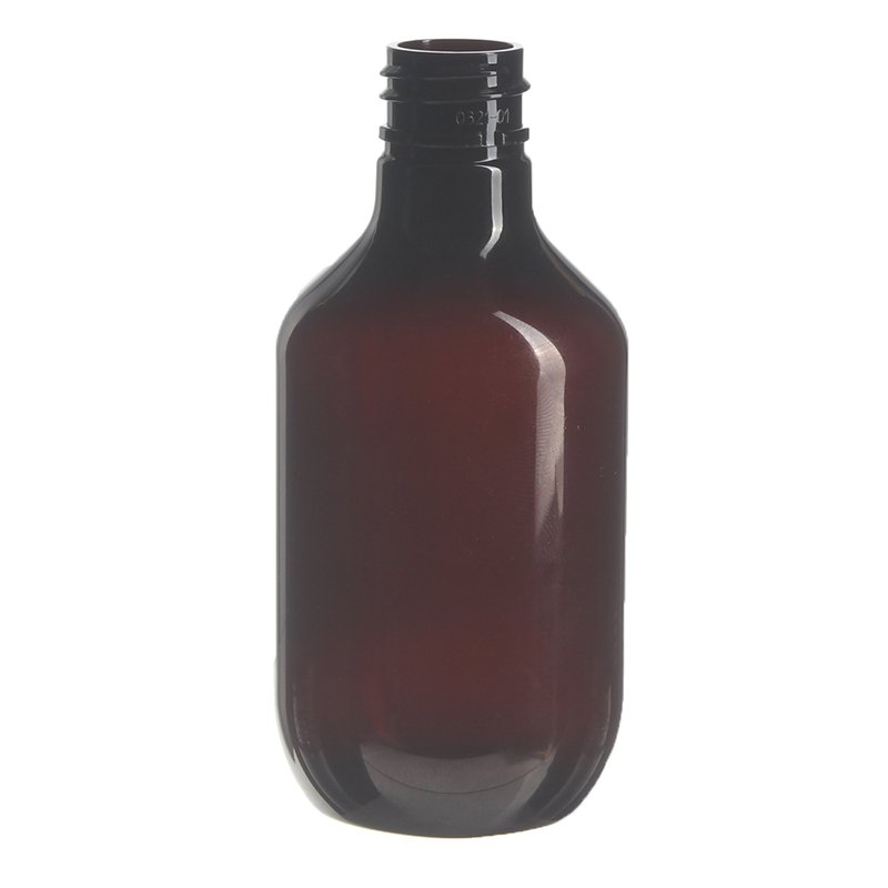 100ml Amber PET Plastic Modern Round Bottle with 20/410 Neck