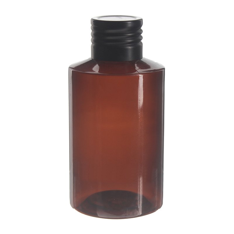 100ml Amber PET Plastic Modern Round Bottle with 24/410 Neck - Image 2
