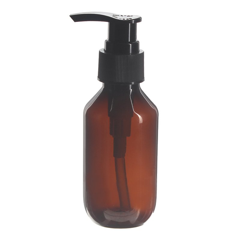 100ml Amber PET Plastic Modern Round Bottle with 24/410 Neck - Image 2