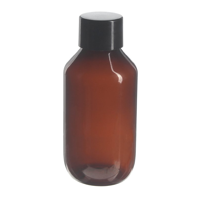 100ml Amber PET Plastic Modern Round Bottle with 24/410 Neck - Image 3
