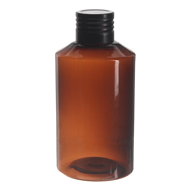 150ml/5oz Amber PET Plastic Modern Round Bottle with 24/410 Neck - Image 2