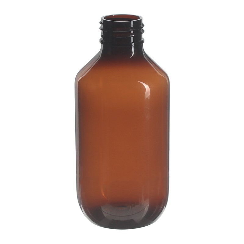 150ml/5oz Amber PET Plastic Modern Round Bottle with 24/410 Neck