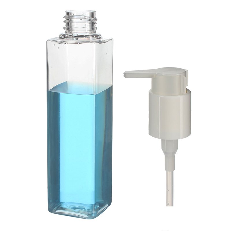 150ml/5oz Clear Extra Thick Square PETG Plastic Pump Bottle with 24/410 Neck - Image 2