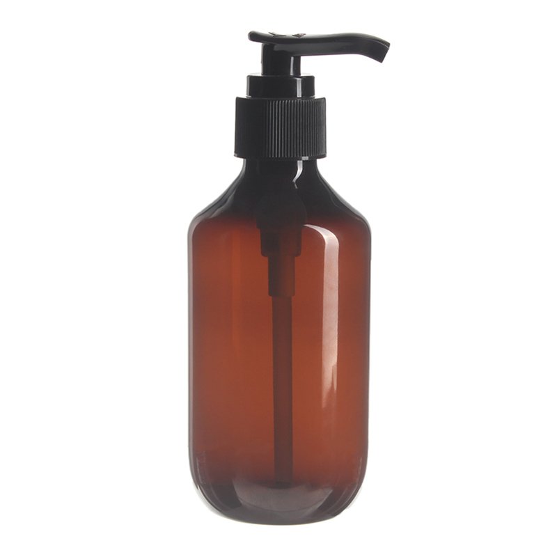 200ml Amber PET Plastic Modern Round Bottle with 24/410 Neck - Image 2