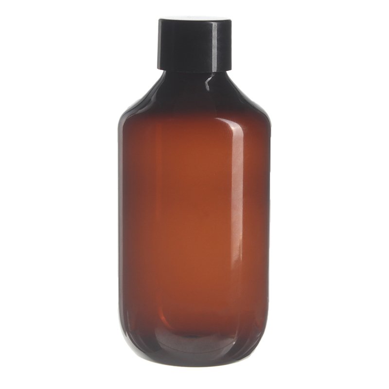 200ml Amber PET Plastic Modern Round Bottle with 24/410 Neck - Image 3