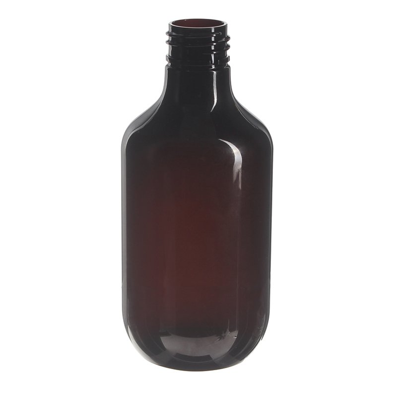 200ml Amber PET Plastic Modern Round Bottle with 24/410 Neck