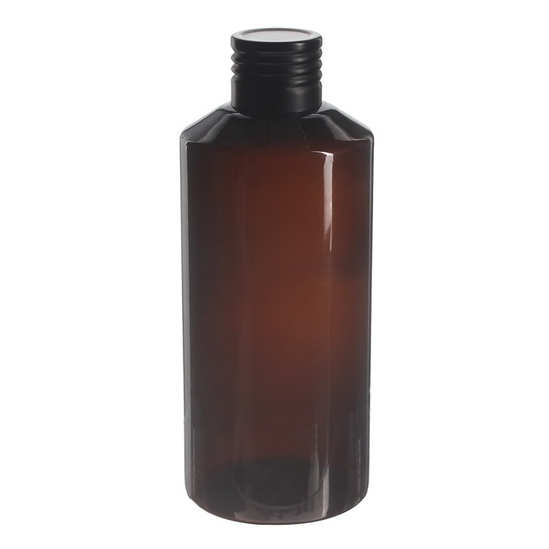 200ml Amber PET Plastic Modern Round Bottle with 24/410 Neck - Image 2