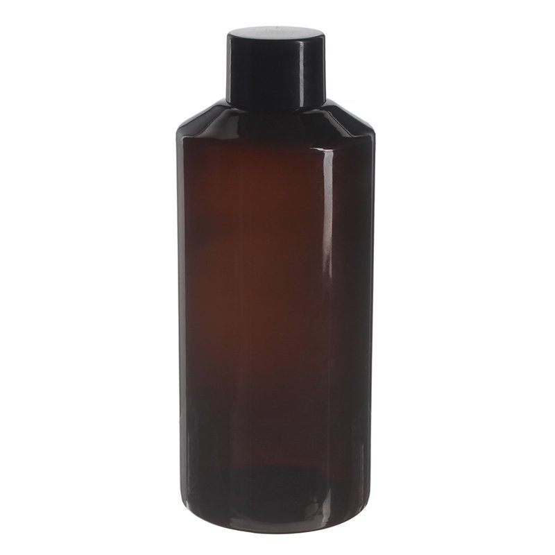 200ml Amber PET Plastic Modern Round Bottle with 24/410 Neck - Image 4