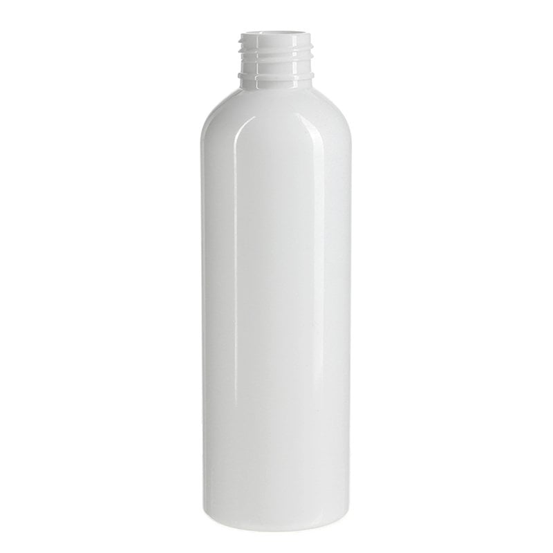 200ml White PET White Plastic Cosmo Round Bottle with 24/410 Neck