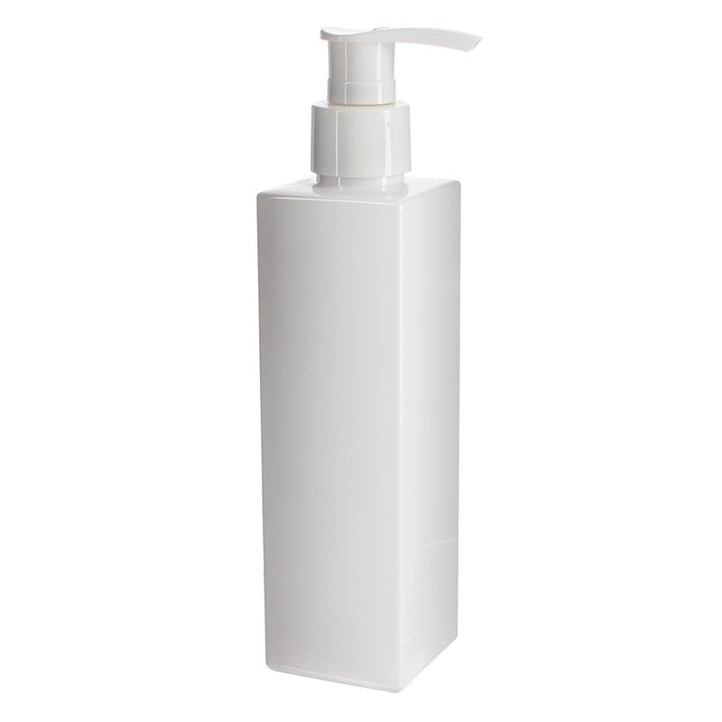 200ml White Square PETG Plastic Bottle with 24/410 Neck - Image 2