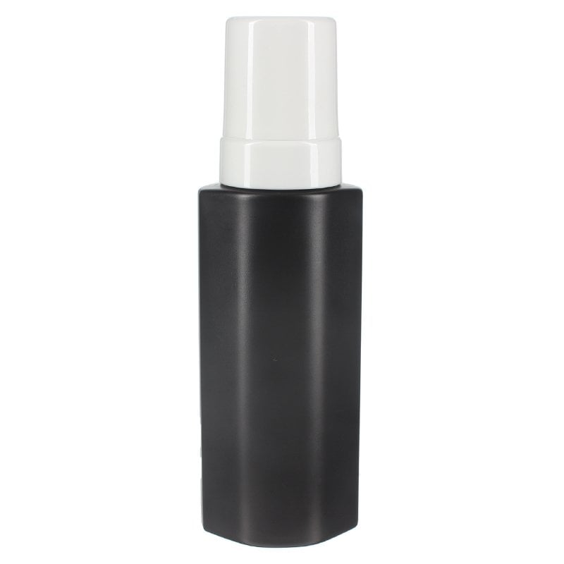Foam Dispenser Soap Bottle, 250ml, HDPE Plastic, Black, Oval, 43mm