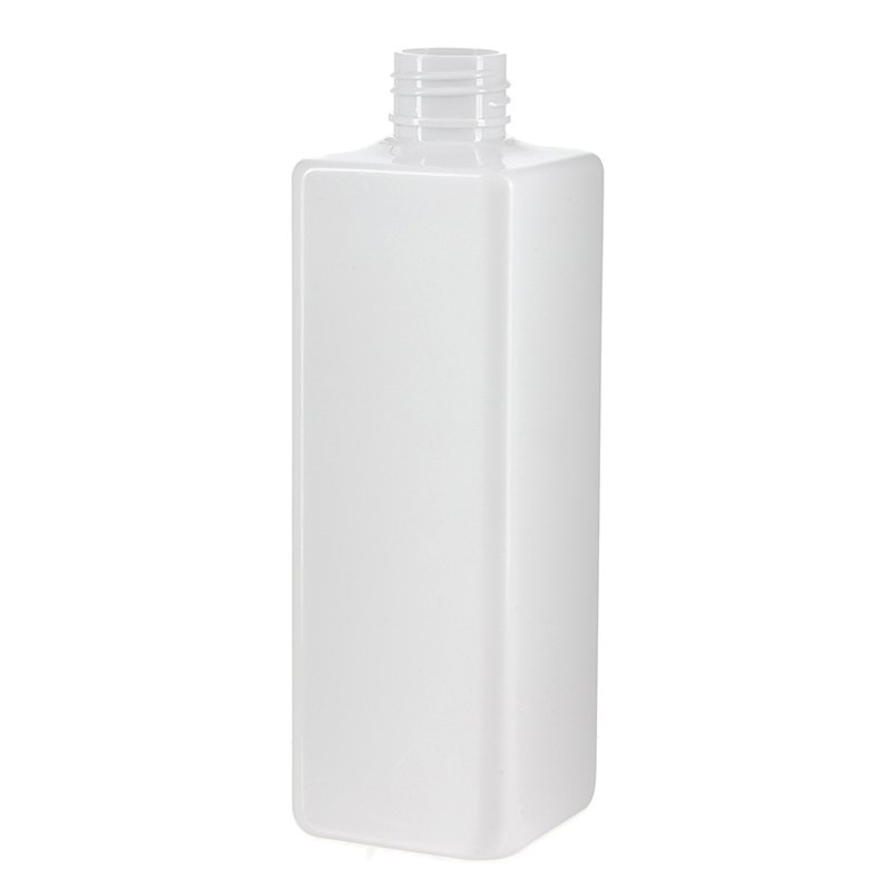 250ml White Square PET Plastic Bottle with 24/410 Neck