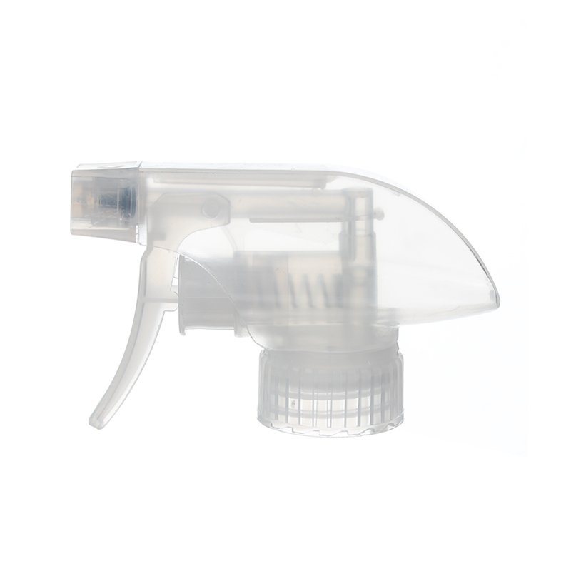 Front view of clear trigger sprayer with spray/stream nozzle, 28mm 28-400 neck, 1.1 ml output