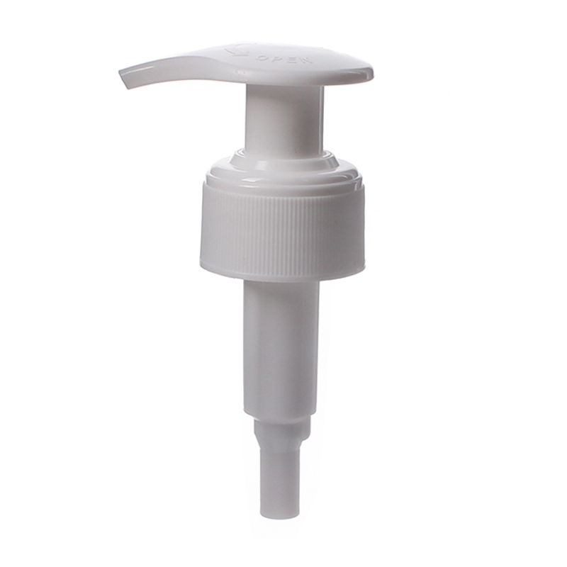 28mm Lotion Pump, Ribbed, Lock Up, White, 1.4ml Output - KIWL Plastic