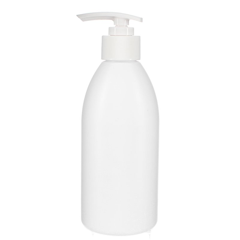 300ml/10oz White HDPE Plastic Modern Round Bottle with 28/410 Neck - Image 2