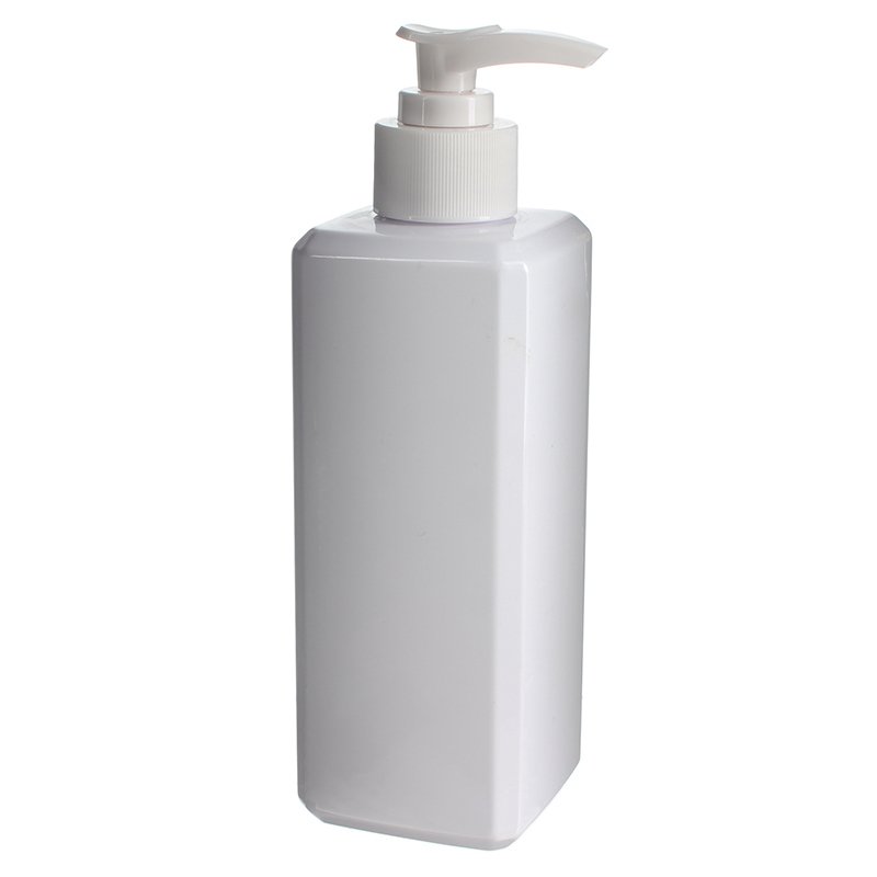 300ml/10oz White Square PET Plastic Bottle with 28/410 Neck - Image 3