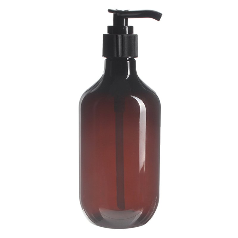 300ml/10oz Amber PET Plastic Modern Round Bottle with 24/410 Neck - Image 2