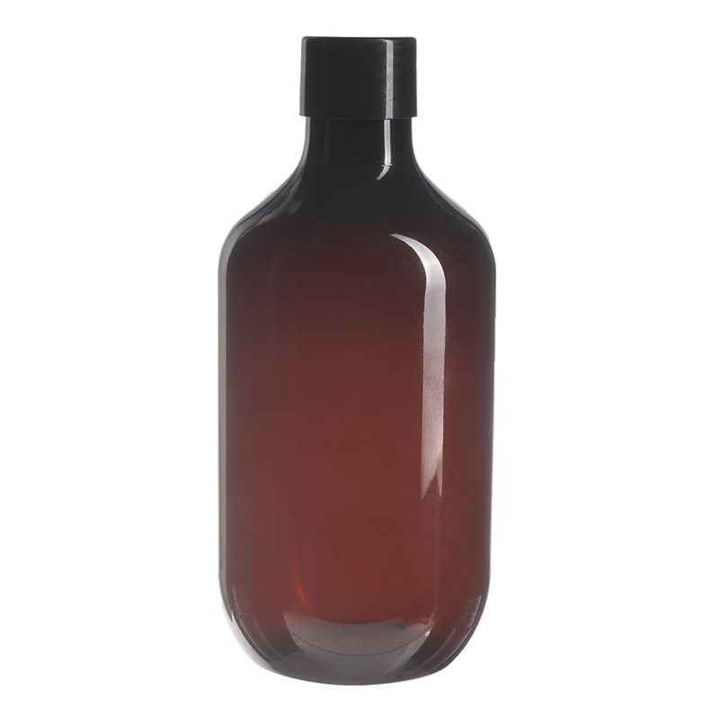 300ml/10oz Amber PET Plastic Modern Round Bottle with 24/410 Neck - Image 3