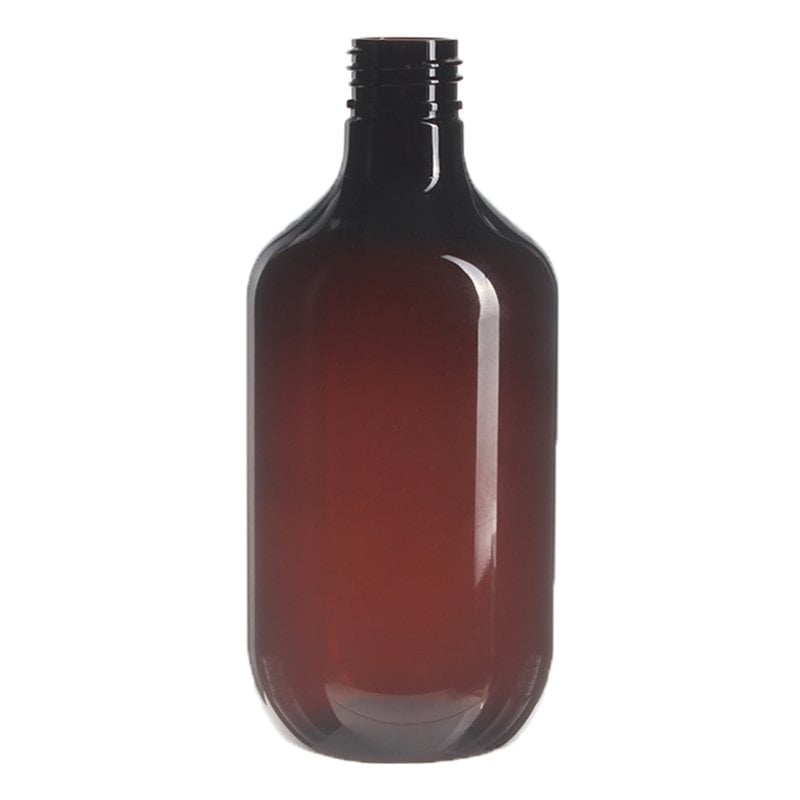 300ml/10oz Amber PET Plastic Modern Round Bottle with 24/410 Neck