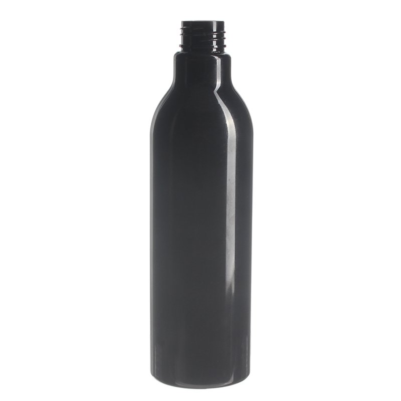 300ml/10oz Black PET Plastic Slim Round Bottle with 24/410 Neck