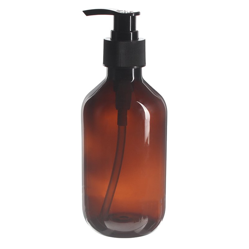 300ml/10oz Amber PET Plastic Modern Round Bottle with 28/410 Neck - Image 2