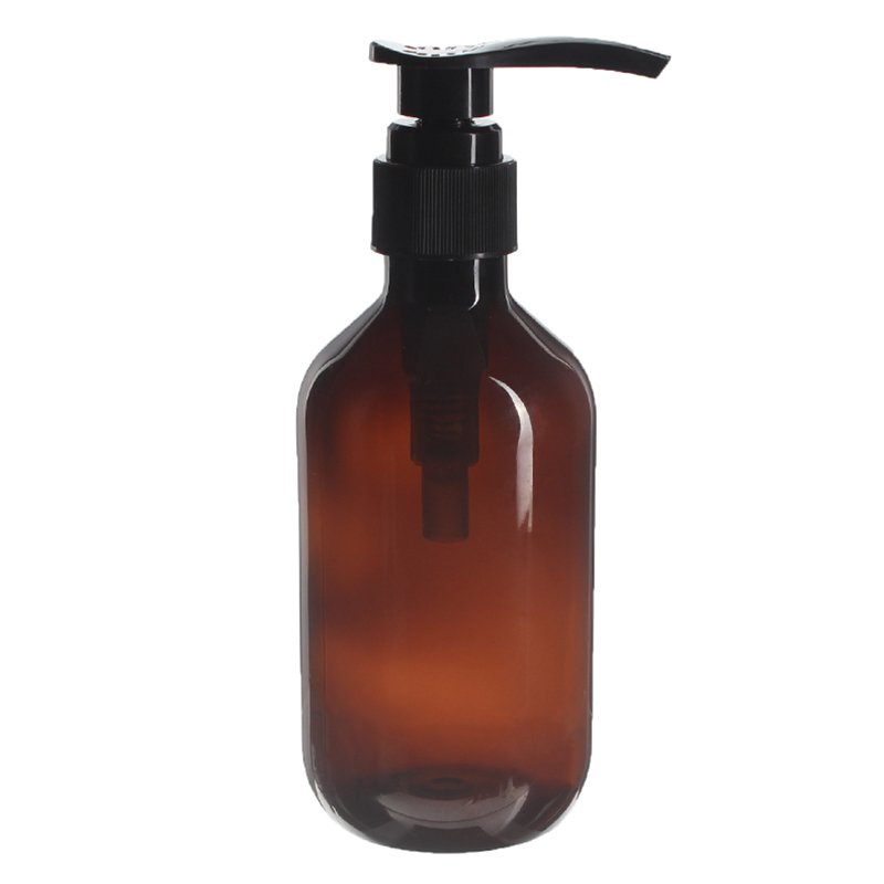 300ml/10oz Amber PET Plastic Modern Round Bottle with 28/410 Neck - Image 3