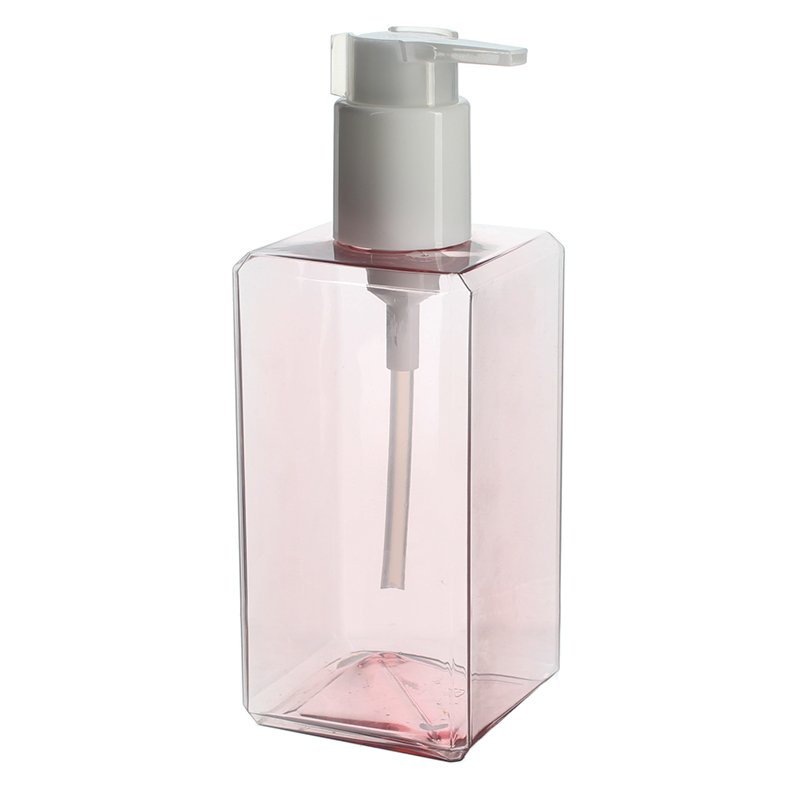 300ml/10oz Clear Pink Square PETG Plastic Bottle with 24/410 Neck - Image 2