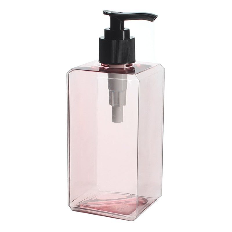 300ml/10oz Clear Pink Square PETG Plastic Bottle with 24/410 Neck - Image 3