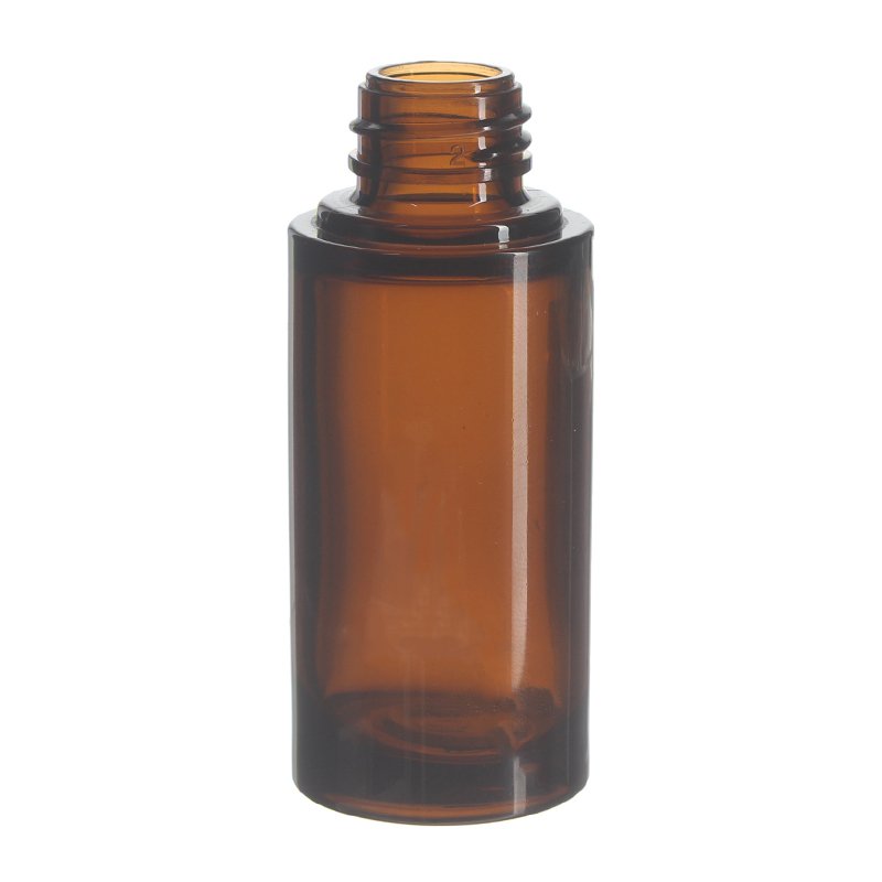 30ml/1oz Amber Extra Thick Cylinder PETG Plastic Button Dropper Bottle with 20/410 Neck - Image 2