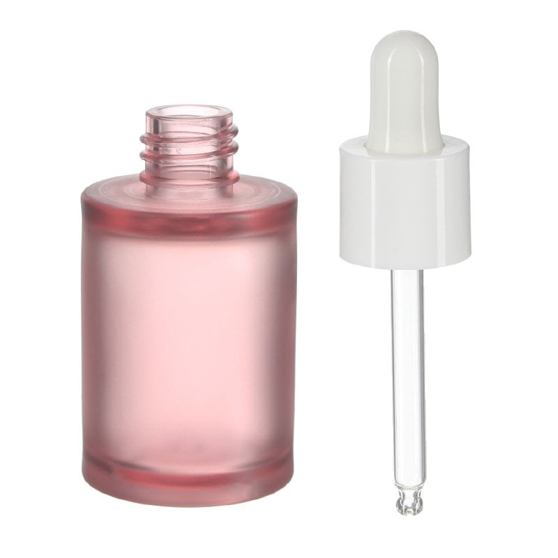 30ml/1oz Clear Pink Extra Thick Cylinder PETG Plastic Dropper Bottle with 18/410 Neck - Image 2