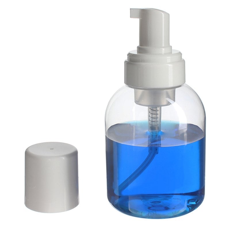 350ml Clear PET Plastic Round Foamber Bottle with 43/410 Neck - Image 3