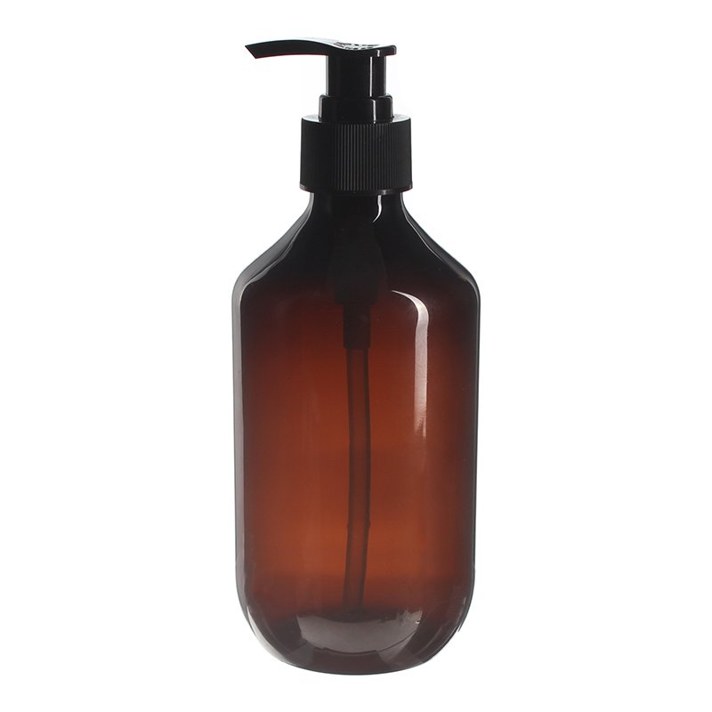 400ml Amber PET Plastic Modern Round Bottle with 28/410 Neck - Image 2