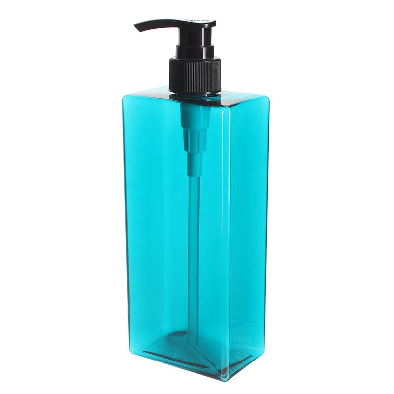 400ml Clear Blue Square PETG Plastic Bottle with 24/410 Neck - Image 2