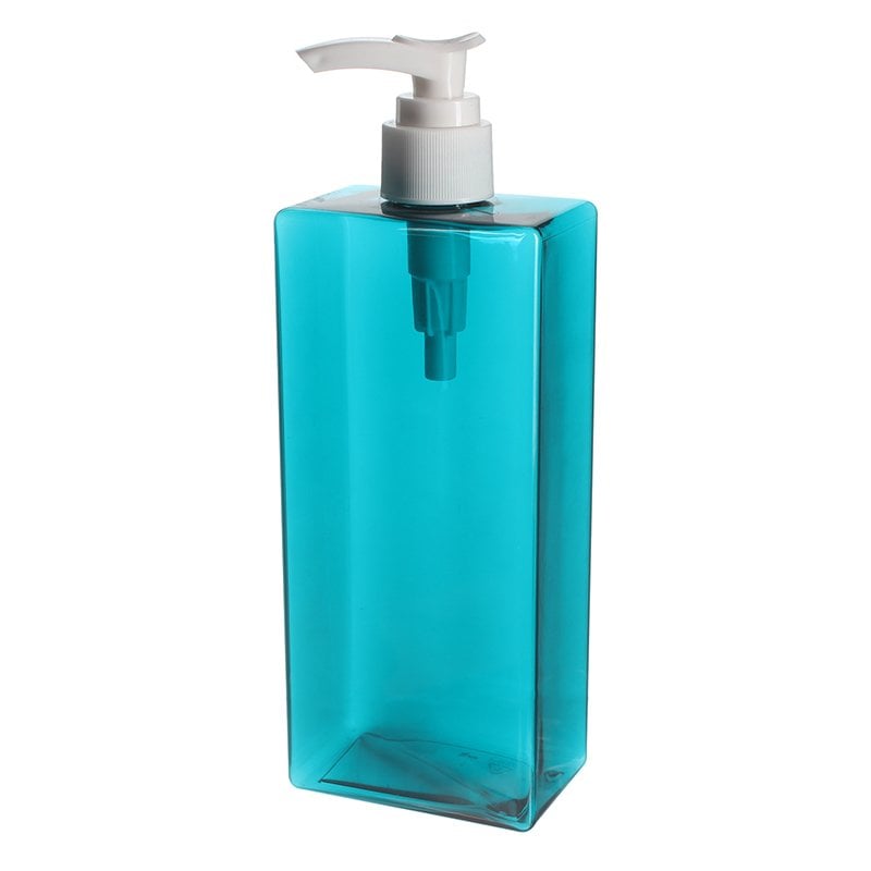400ml Clear Blue Square PETG Plastic Bottle with 24/410 Neck - Image 3