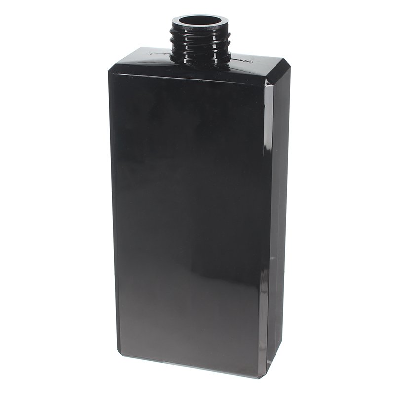 400ml Black Square PETG Plastic Bottle with 28/410 Neck