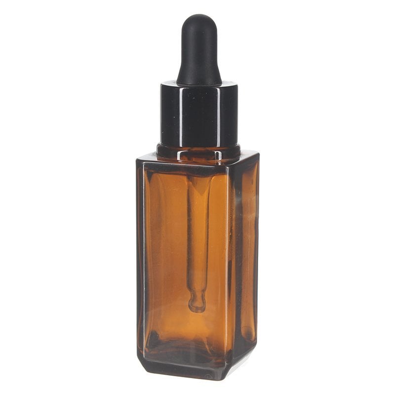 40ml Amber Extra Thick Square PETG Plastic Dropper Bottle with 20/410 Neck
