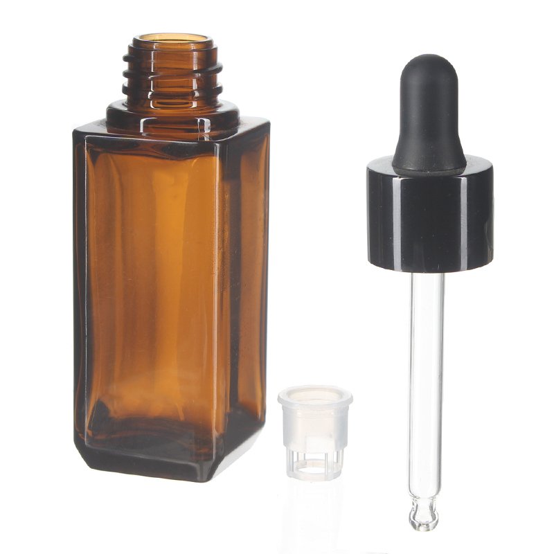 40ml Amber Extra Thick Square PETG Plastic Dropper Bottle with 20/410 Neck - Image 3