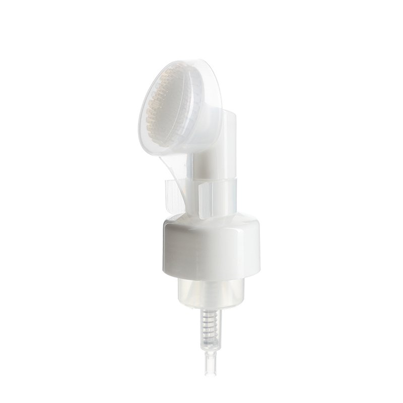 Facial Cleanser Pump, Fine Foam, with Silicone Cleaning Brush, Clear Dust Cover, 43mm