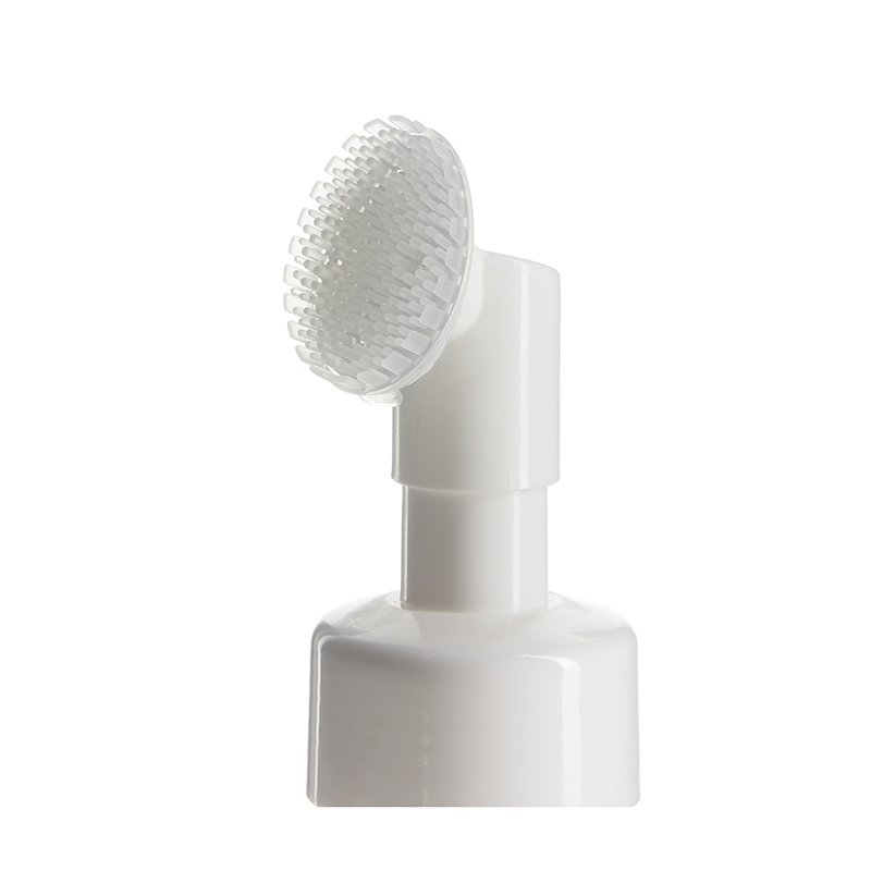 Facial Cleanser Pump, Fine Foam, with Silicone Cleaning Brush, Clear Dust Cover, 43mm - brush zoom