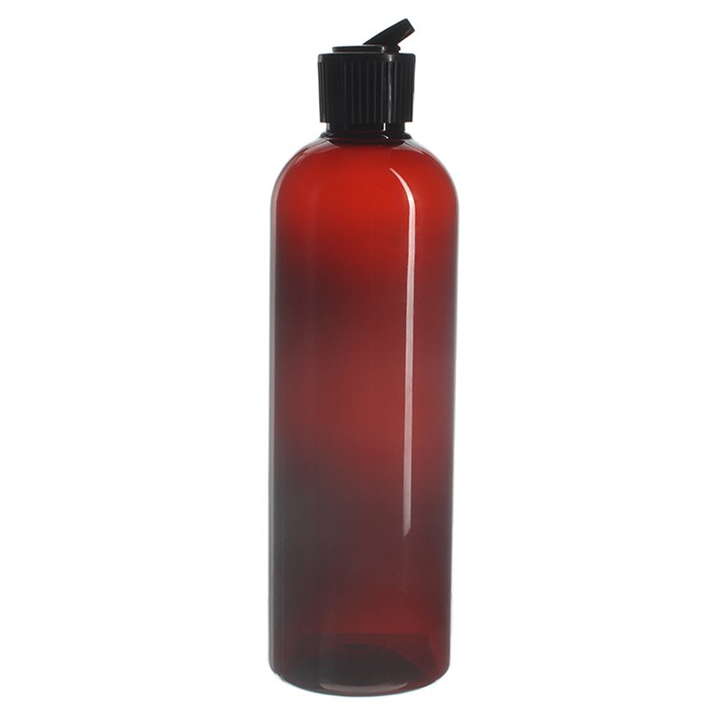 480ml/16oz Amber PET Plastic Cosmo Round Bottle with 28/410 Neck - Image 4