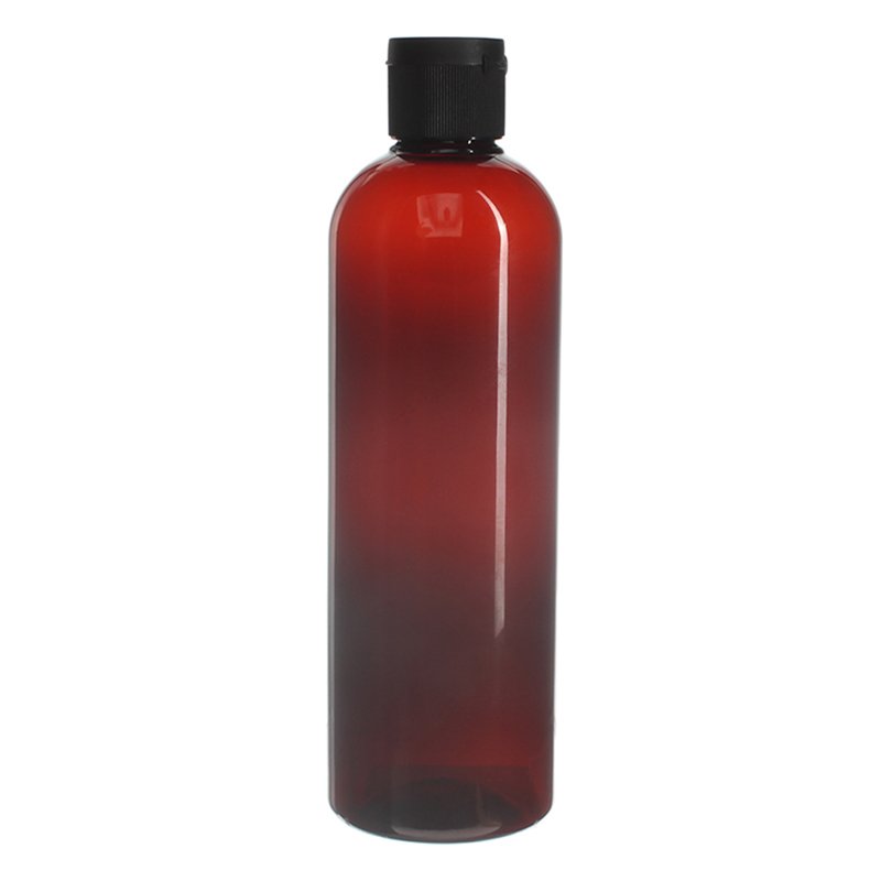 480ml/16oz Amber PET Plastic Cosmo Round Bottle with 28/410 Neck - Image 2