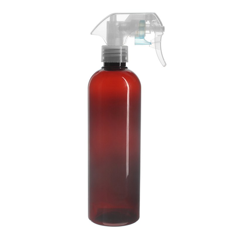 480ml/16oz Amber PET Plastic Cosmo Round Bottle with 28/410 Neck - Image 3