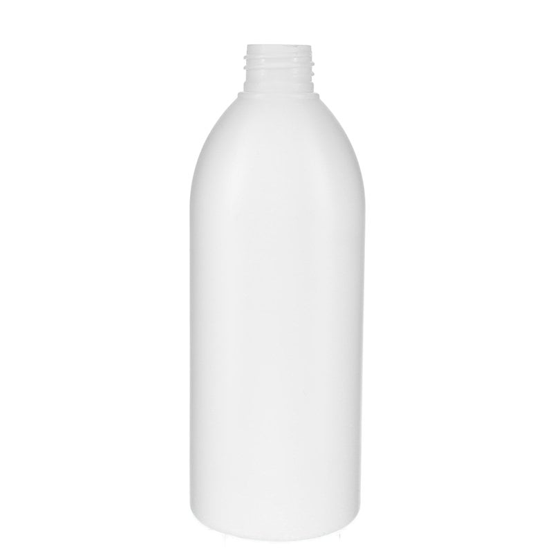 500ml White HDPE Plastic Modern Round Bottle with 28/410 Neck