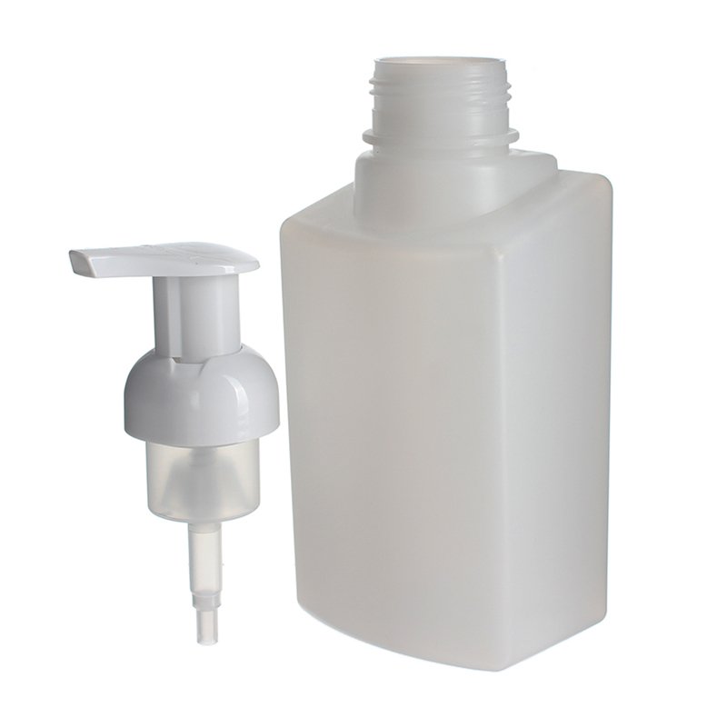Hand Sanitizer Foam Dispenser, 500ml, HDPE, Natural, Square, 43mm - with pump off